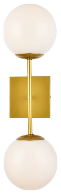 Neri 2-Light Wall Sconce in Brass & White