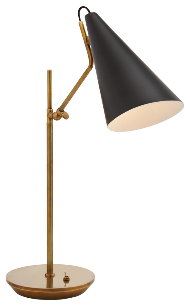 Clemente Table Lamp in Hand-Rubbed Antique Brass with Black