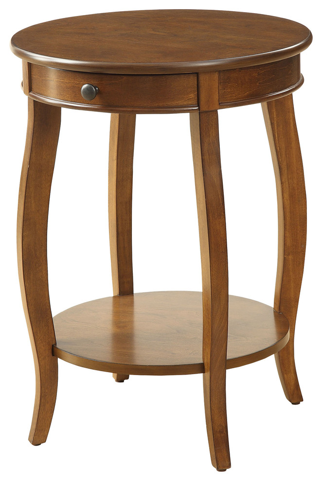 Urban Designs Alba Wooden Accent Side Table, Walnut Brown Traditional Side Tables And End