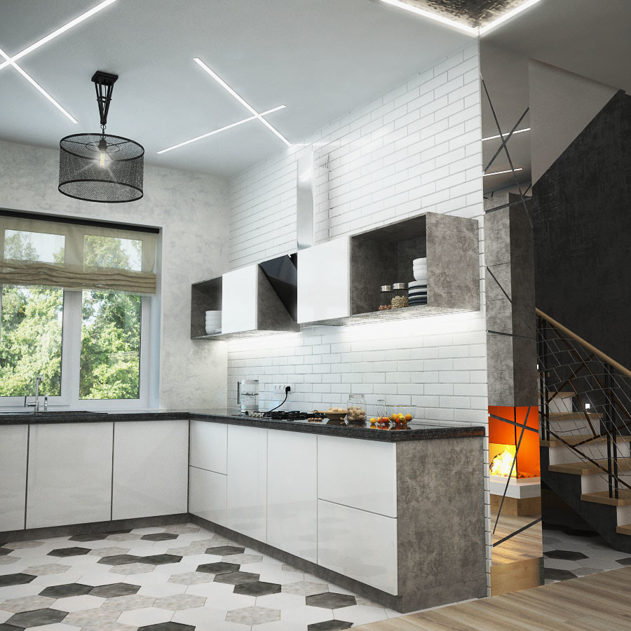 Дом в стиле лофт, хай-тек