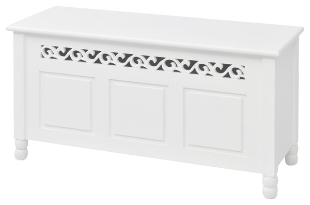 vidaXL Baroque Style MDF Storage Bench, White