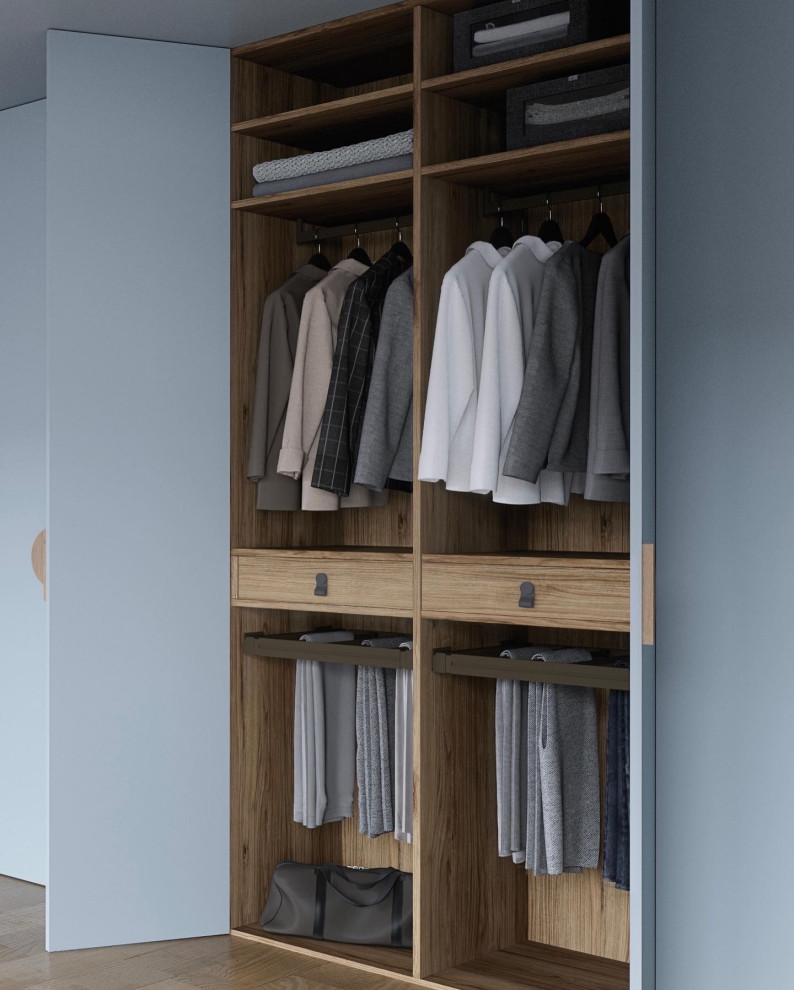 Cette photo montre un dressing et rangement tendance.