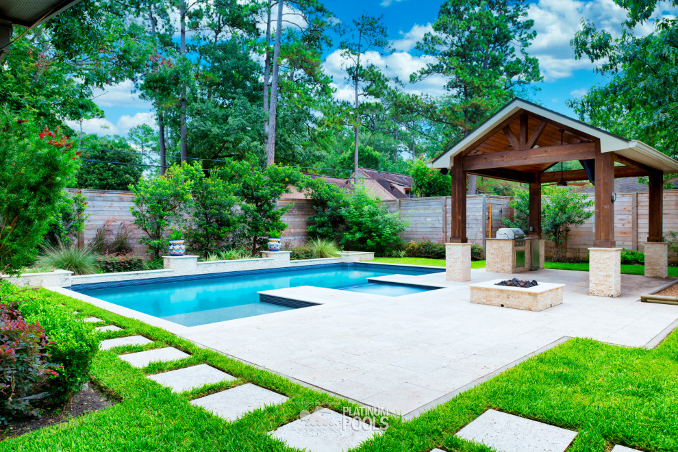 Photo of a transitional pool in Houston.