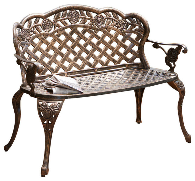 Gdf Studio Santa Fe Cast Aluminum Garden Bench Traditional Outdoor Benches By Gdfstudio Houzz Gdf Studio Santa Fe Cast Aluminum, Cast Aluminium 2 Seater Garden Bench