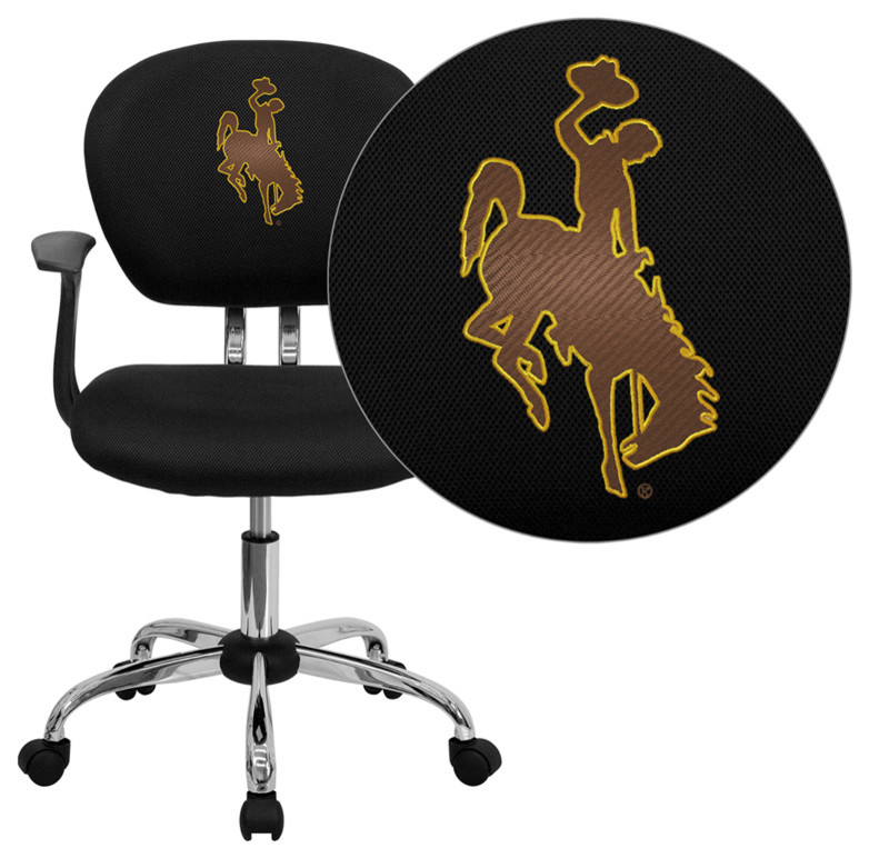 Flash Furniture Wyoming Cowboys & Cowgirls Embroidered Black Mesh Task Chair