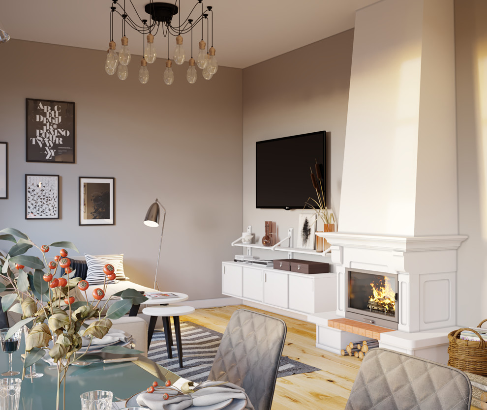 Дизайн интерьера гостиной в Скандинавском стиле в г. Калининград