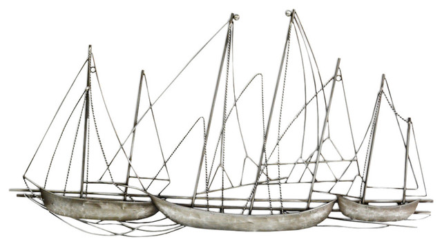 Grand Sailboat Wall Decor Beach Style Metal Art By Ami