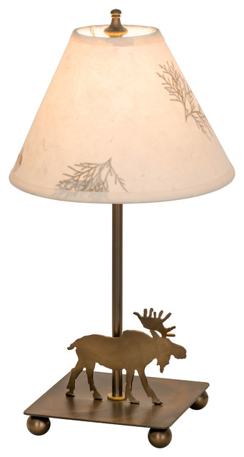 15H Pressed Foliage Lone Moose Accent Lamp