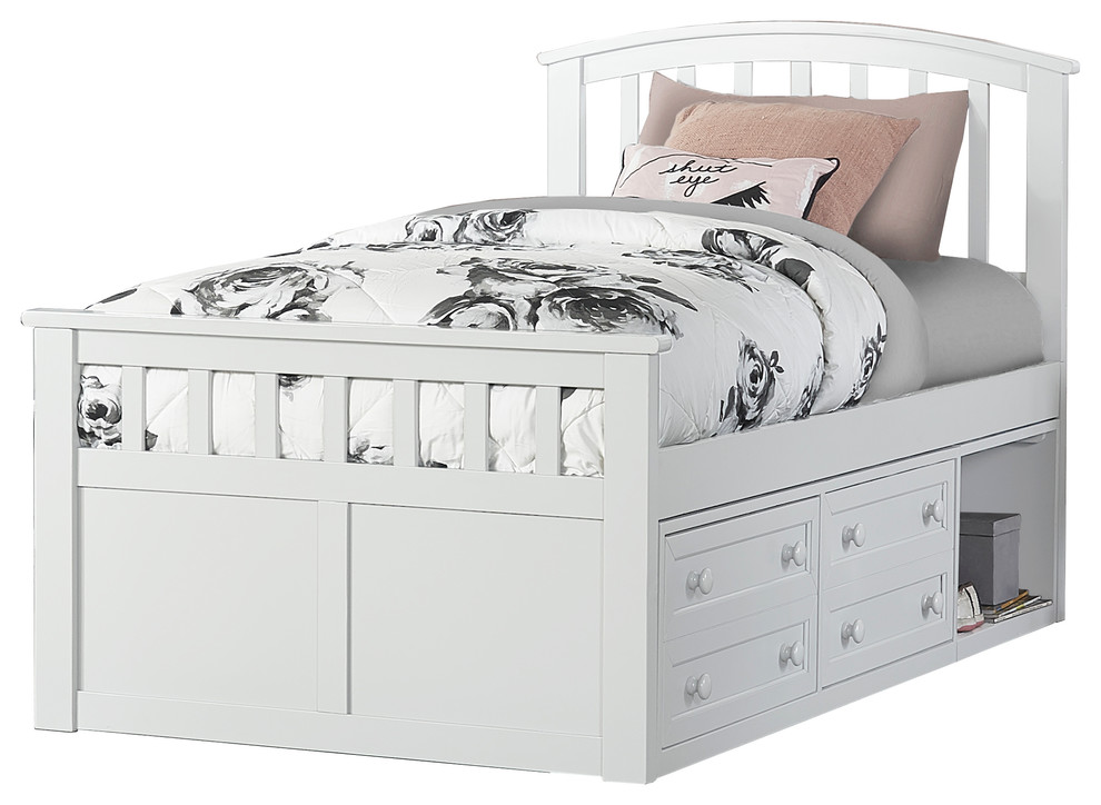 Charlotte White Twin Captains Bed Transitional Kids Beds By Totally Fun Furniture Toys Houzz Charlotte White Twin Captains Bed, Coaster La Salle Twin Captain S Bed With Trundle And Storage In White