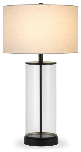 Deco 79 Glass Table Lamp With Black Drum Shade - 24" Height, Crystal & Iron Base, Gold Accents, For Living Room Or Bedroom - View #7