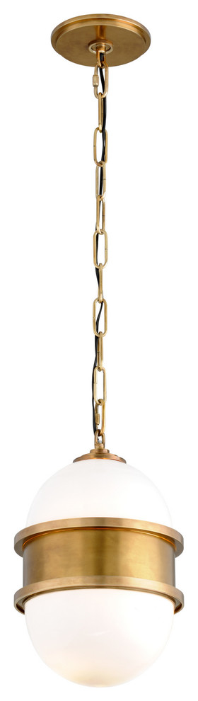 Vintage Brass Globe Pendant Light with LED and Glass Details