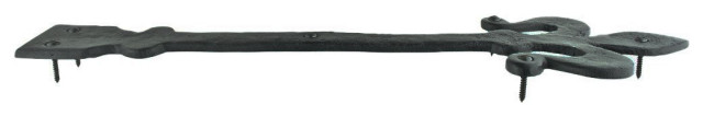 Dummy Strap Hinge 12" Black Wrought Iron Fleur De Lis Design Dummy Hinge With Mounting Hardware Pack Of 4