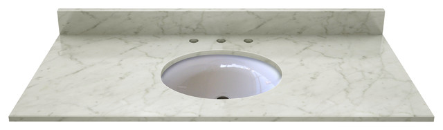 Carrera White Marble Top With Pre-Mounted Ceramic Bowl