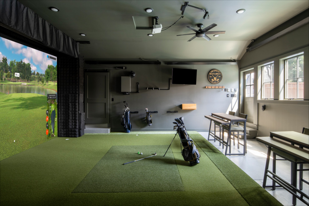 Inspiration for a transitional detached two-car garage workshop remodel in Minneapolis