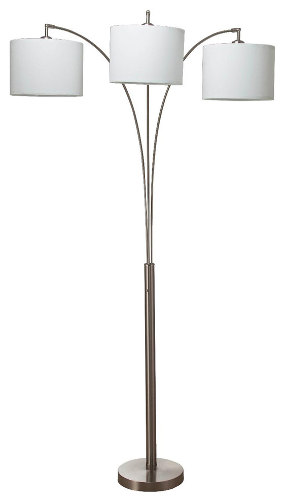 84 Tall Nikolai 3 Arch Metal Floor Lamp Brushed Silver Finish