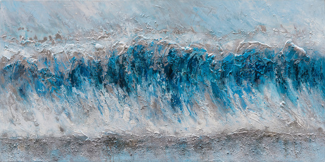 "Blue Waves" Abstract Hand Painted Canvas Artwork; Modern Art; Fine Artwork