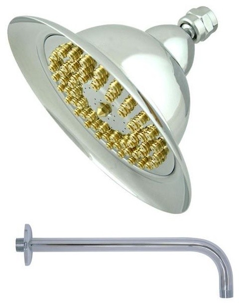Polished Brass Vintage Bell 6-in Shower Head with Shower Arm