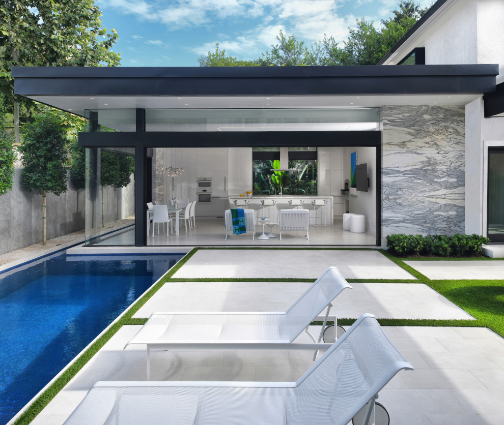 Design ideas for a small modern backyard full sun xeriscape in Houston.