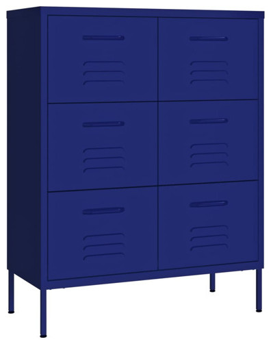 vidaXL Drawer Cabinet Storage File Cabinet for Home Office Navy Blue Steel