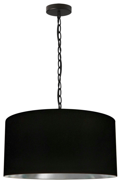 1 Light Medium Braxton Black Pendant w/ Black/Silver Shade