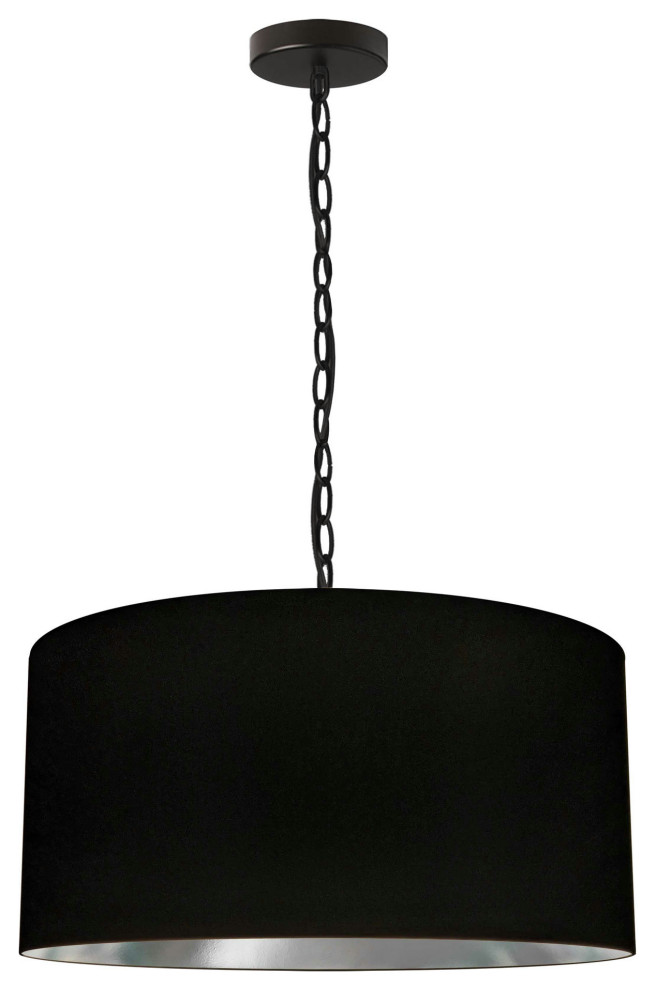 1 Light Medium Braxton Black Pendant w/ Black/Silver Shade