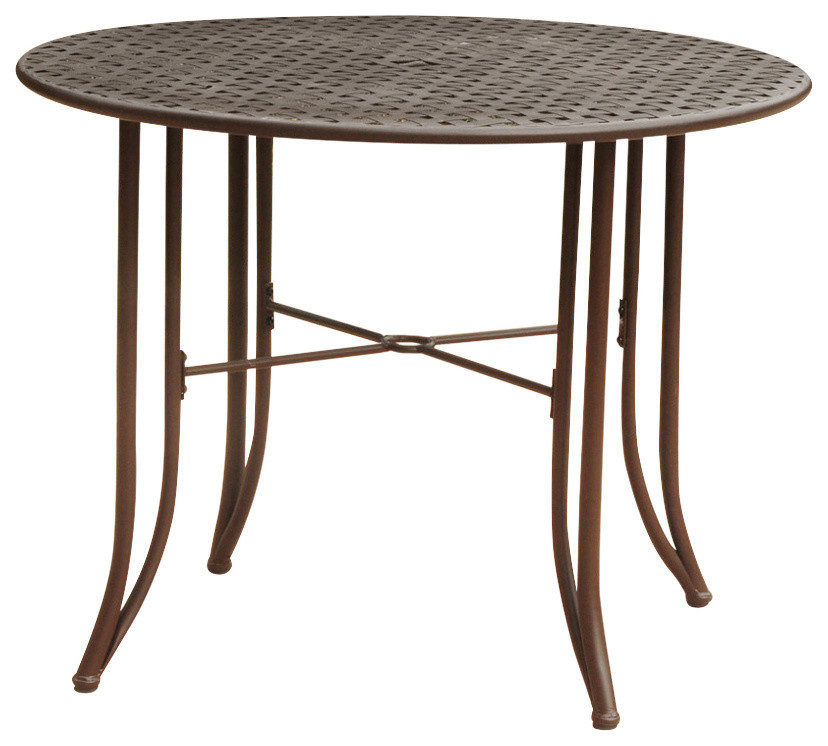 Mandalay Iron Outdoor 39" Dining Table,Rustic Brown