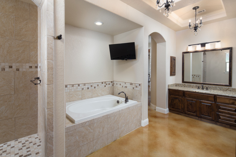 Inspiration for a rustic bathroom remodel in Austin