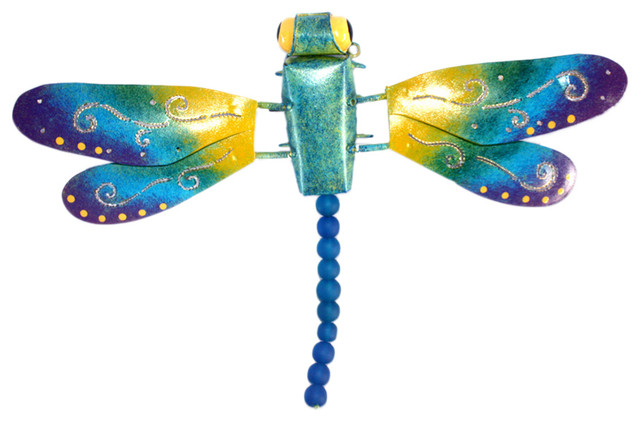 Offex Metal Iron Handmade Dragonfly Wall Decor Contemporary