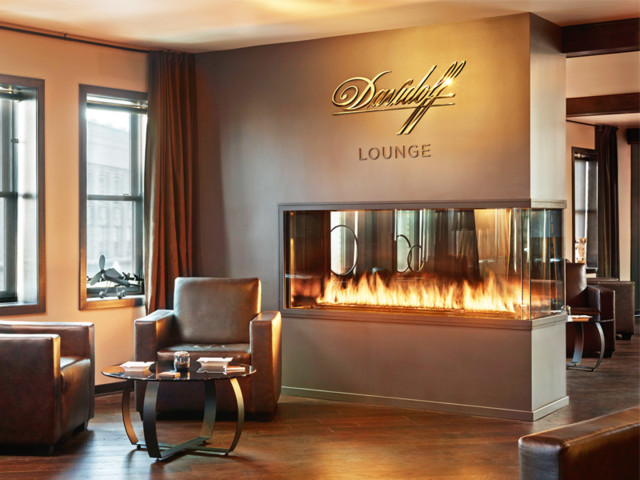 Custom Peninsula Fireplace - Davidoff Cigar Lounge 
