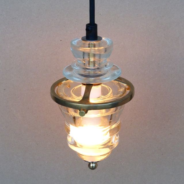 brass suspended insulator light- aqua