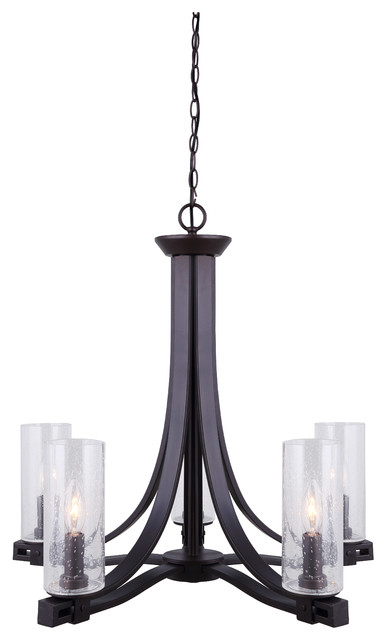 Canarm Nash 5-Light Chandelier With Seeded Glass, Oil Rubbed Bronze