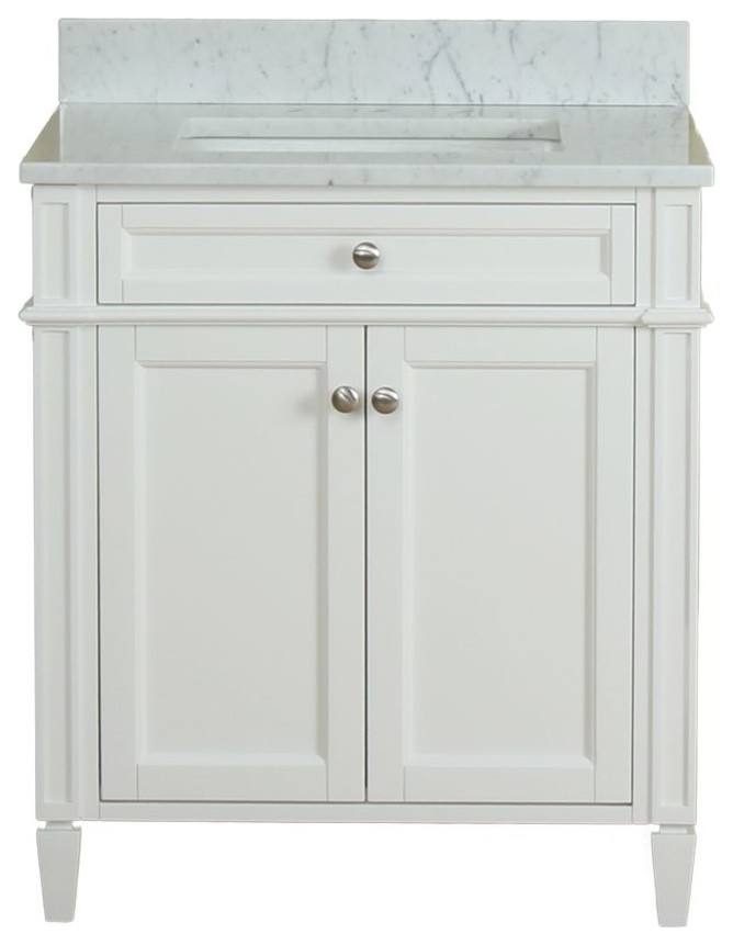 Allentown 30" Single Bathroom Vanity, White With Mirror Transitional