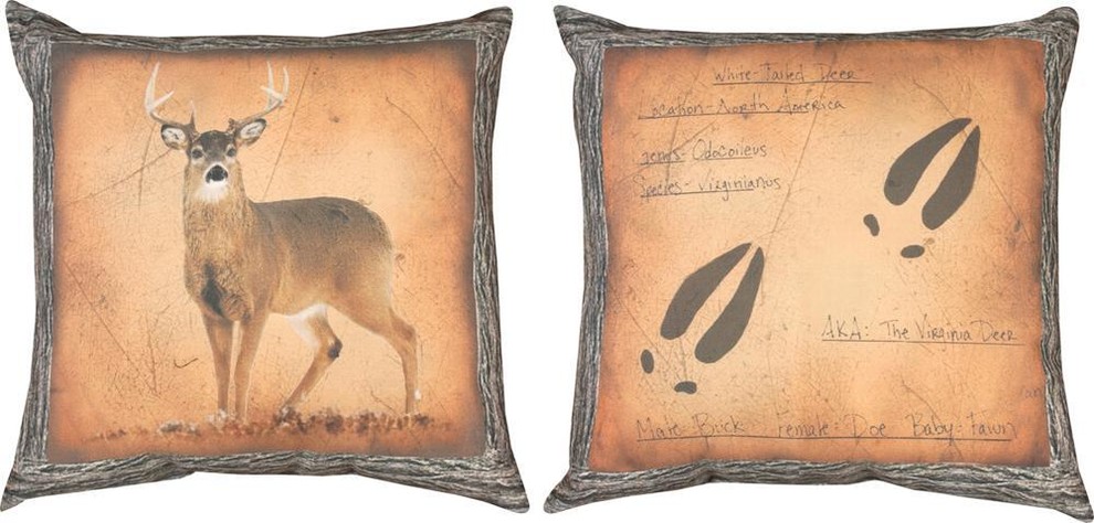 Pair of Whitetail Deer Reversible Indoor / Outdoor Throw Pillows