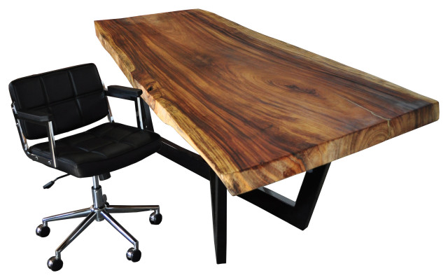 Arbor Live Edge Solid Wood Slab Desk Set Contemporary Desks And Hutches By Solis Patio