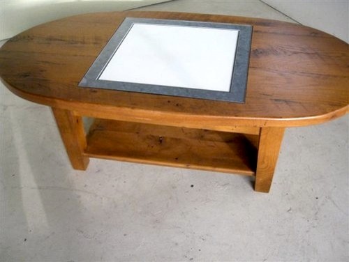 Oval Coffee Table With Game Board Inlay