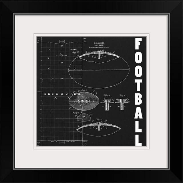 "Football Blueprint I" Black Framed Art Print Industrial Prints And