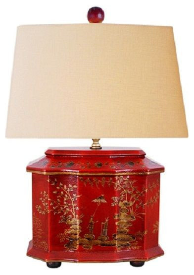 Chinese Red Lacquer Wooden Box River Scene Table Lamp Shade And Chinese Red Lacquer Wooden Box River Scene Table Lamp Shade And Finial 22 Asian Lamps By William Sung