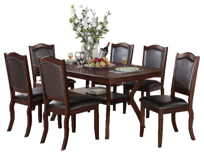 Benzara BM171286 Newfangled Rubber Wood Dining Table, Espresso Dining