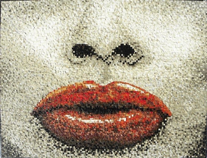 Seductive Lips Marble Mosaic Mural Contemporary Tile Murals by