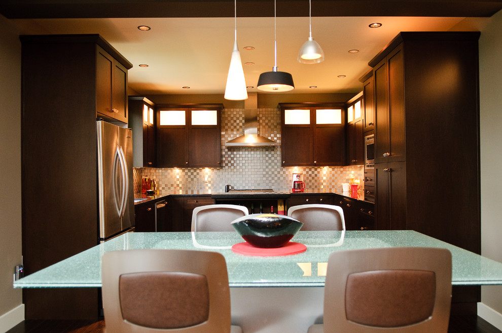 Example of a transitional kitchen design in Vancouver