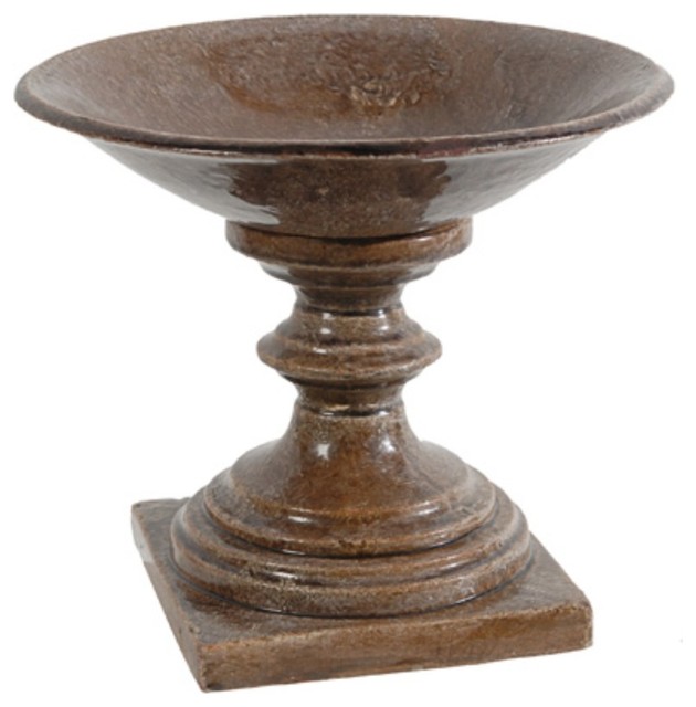 Quaint Footed Centerpiece Ceramic Bowl, Brown Traditional Decorative Bowls by BuyDBest Houzz