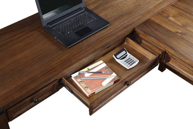 Baton Rouge Desk Baton Rouge L-Shape Desk With Dual Monitor Mount - Farmhouse - Desks ...
