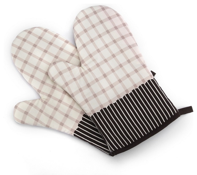Heat Resistant Oven Gloves Baking Oven Mitts Cooking Gloves Creamy ...