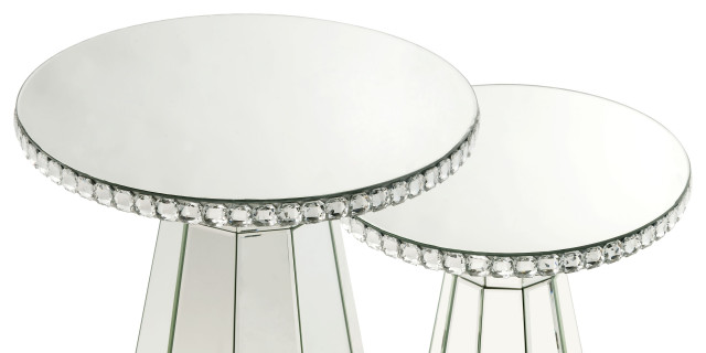 Lotus - Accent Table - Mirrored & Faux Ice Cube Crystals