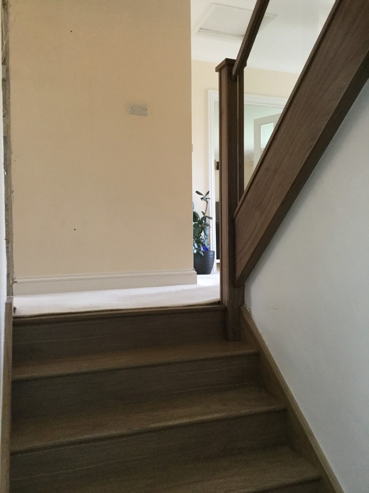 Walnut Staircase and Refurbishment with Glass