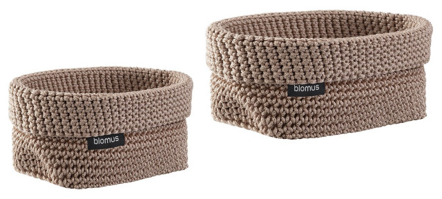Tela Crochet Storage Basket Set, Bark/Mauve
