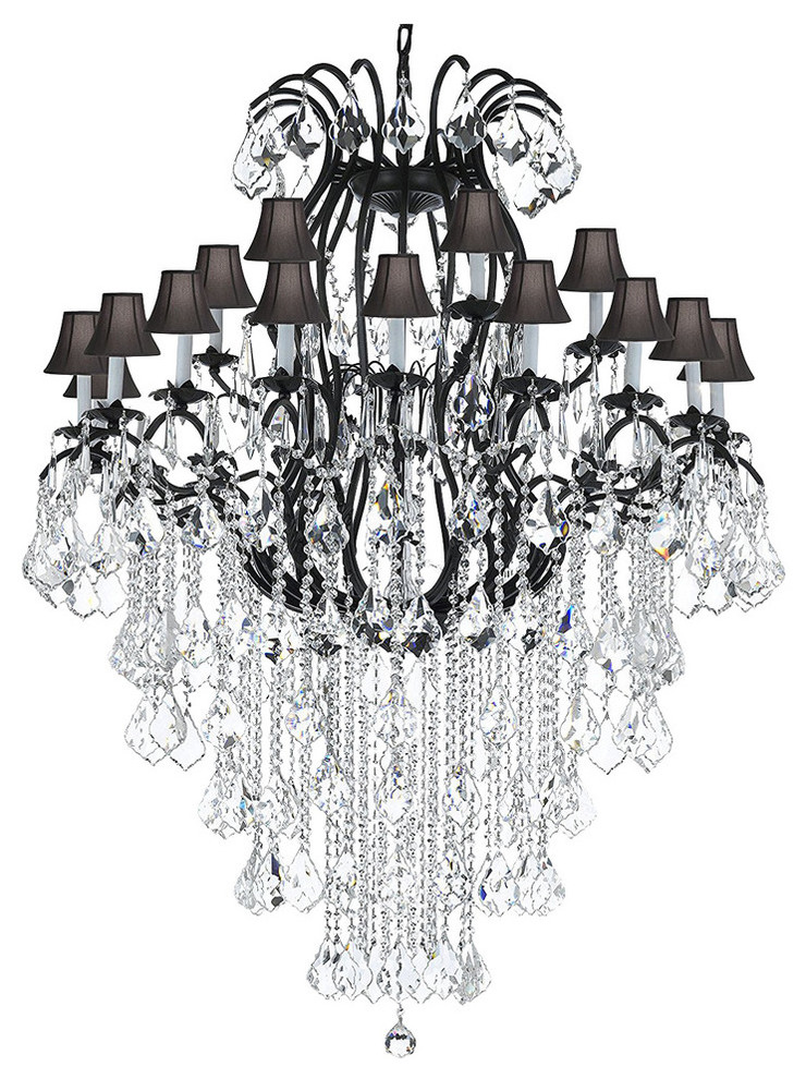 Wrought Iron Empress Crystal Chandelier Lighting With Black Shades