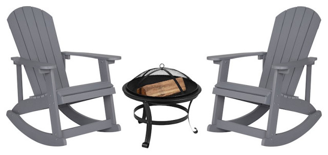 Flash Furniture Savannah Pack of 2 Rockers/Fire Pit, Gray, JJ-C147052 ...