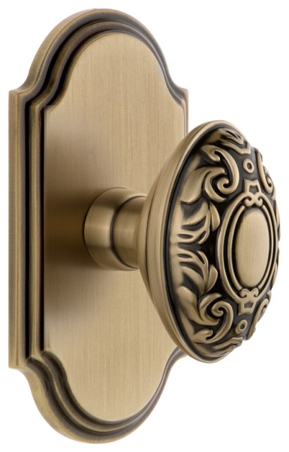 Grandeur Arc Plate Dummy with Grande Victorian Knob in Vintage Brass ...