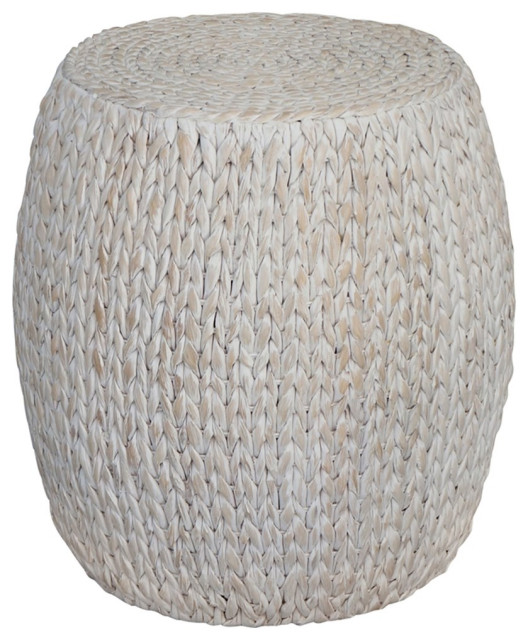 Gallerie Decor Bali Breeze Tall Wood Drum Accent Table in Whitewashed